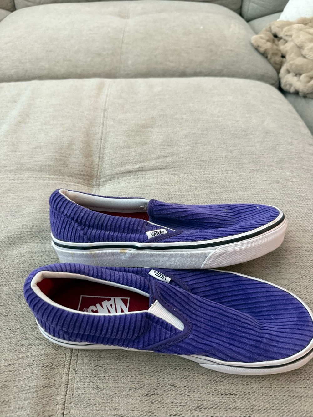 Vans Purple Corduroy Slip-On Sneakers with White Trim - Picture 4 of 4